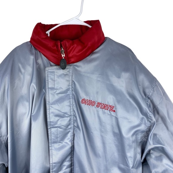 Ohio State Down Filled Reversible Coat Jacket “Starter” Size L Red Gray Puffer - Picture 10 of 16